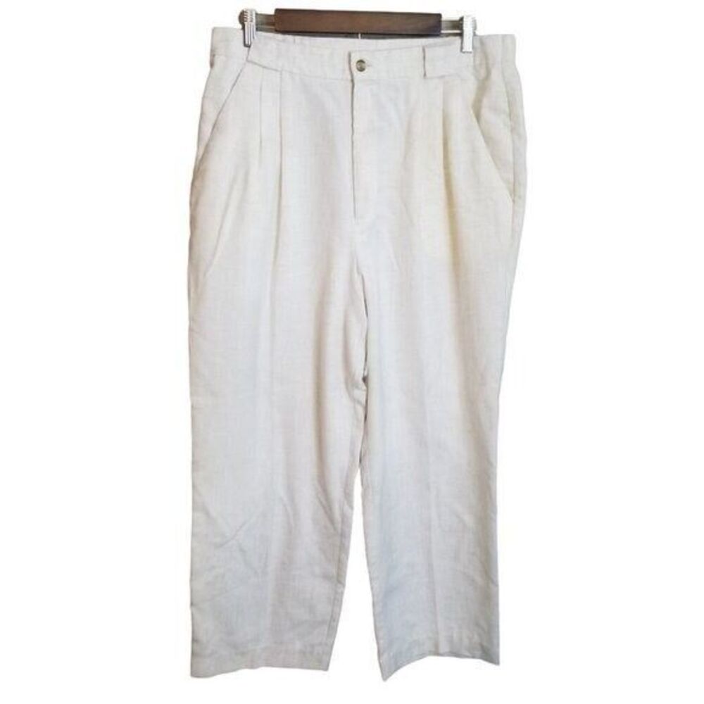 Vintage EHL Womens Size 18 White Solid Pleated Chino Pants